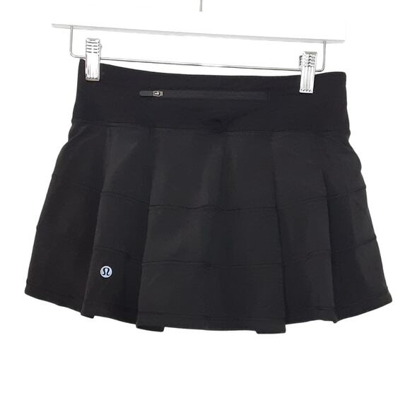 Lululemon Pace Rival Skirt Reg Mid Rise Skort Black Layered Tennis Skort Women 2 - Picture 2 of 10
